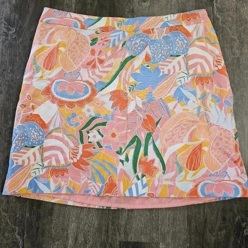 Talbots Plus Petite Classic Cotton A-Line Skirt Floral Pink Size 18WP